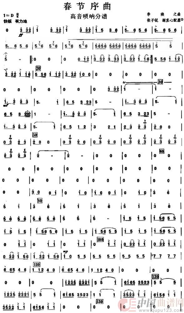 11春节序曲之高音唢呐分谱1简谱