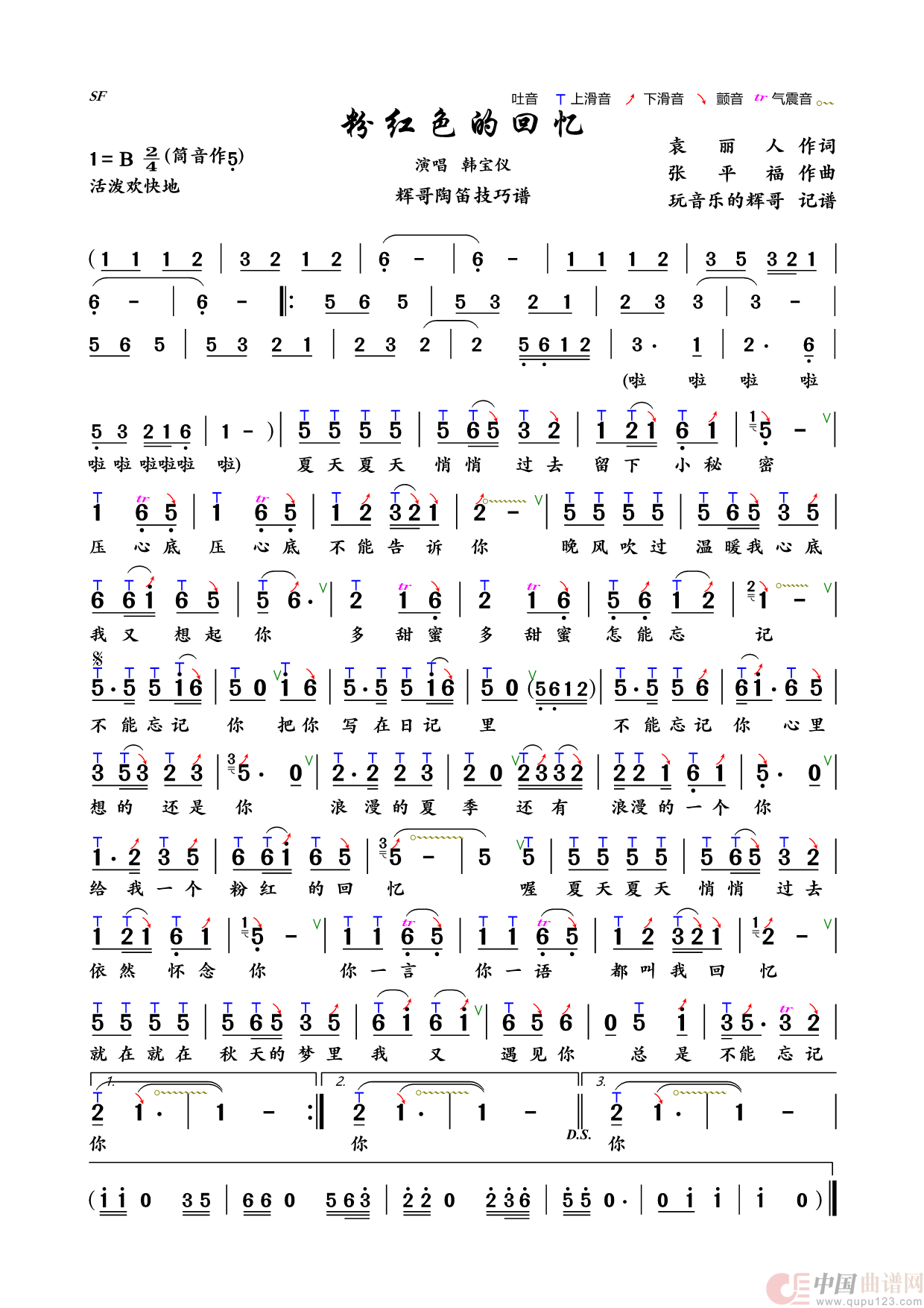 粉红色的回忆（韩宝仪）简谱