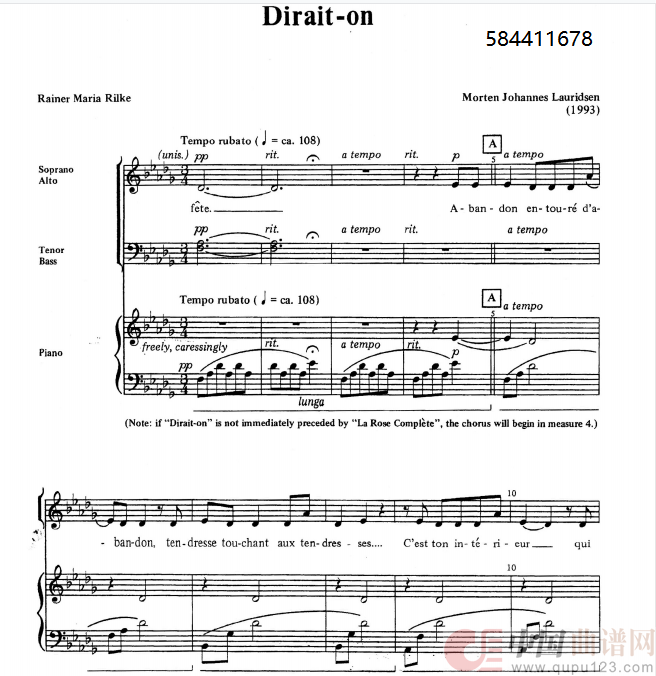 Dirait-on合唱谱简谱