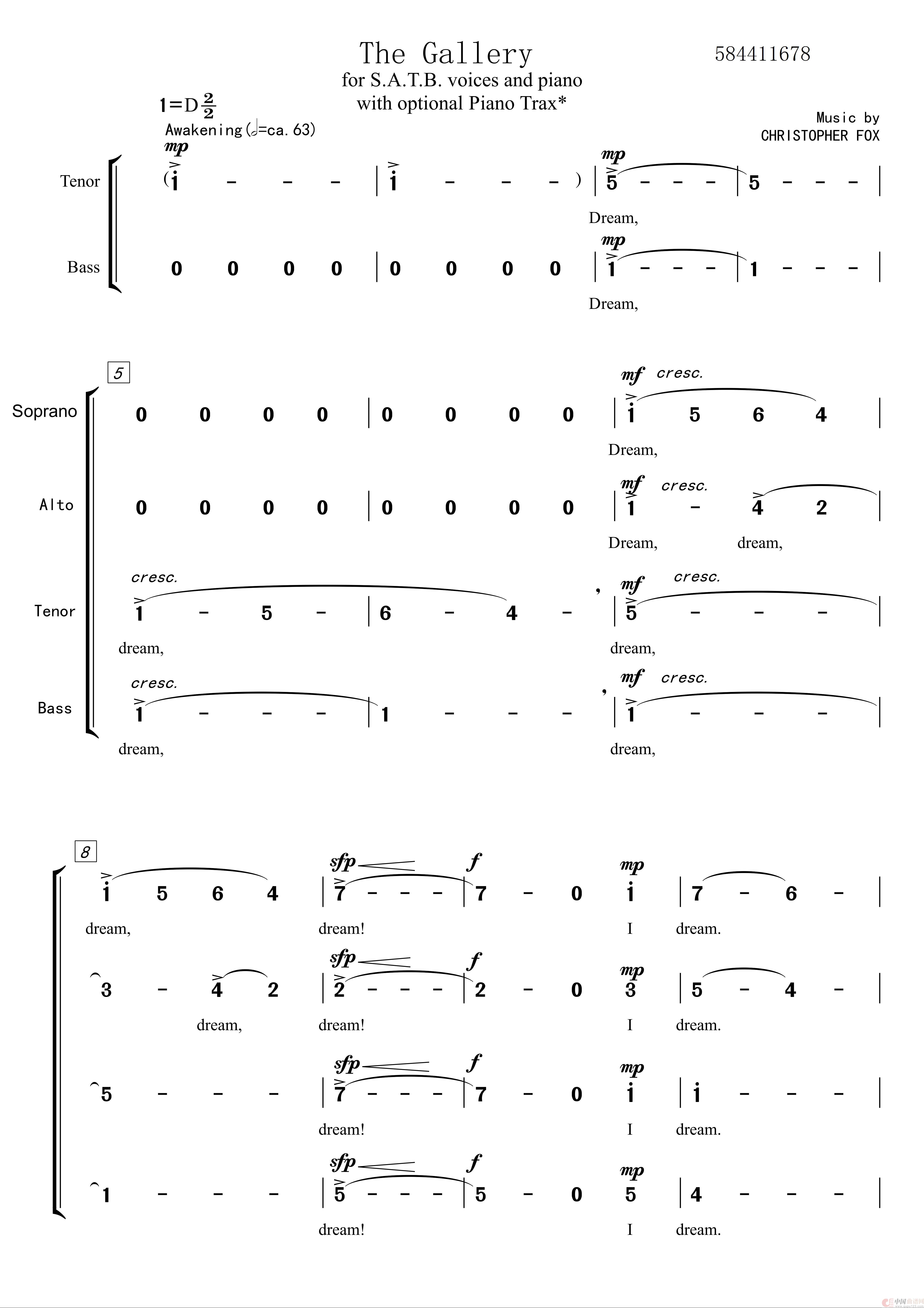 THe Gallery  混声四部合唱谱简谱
