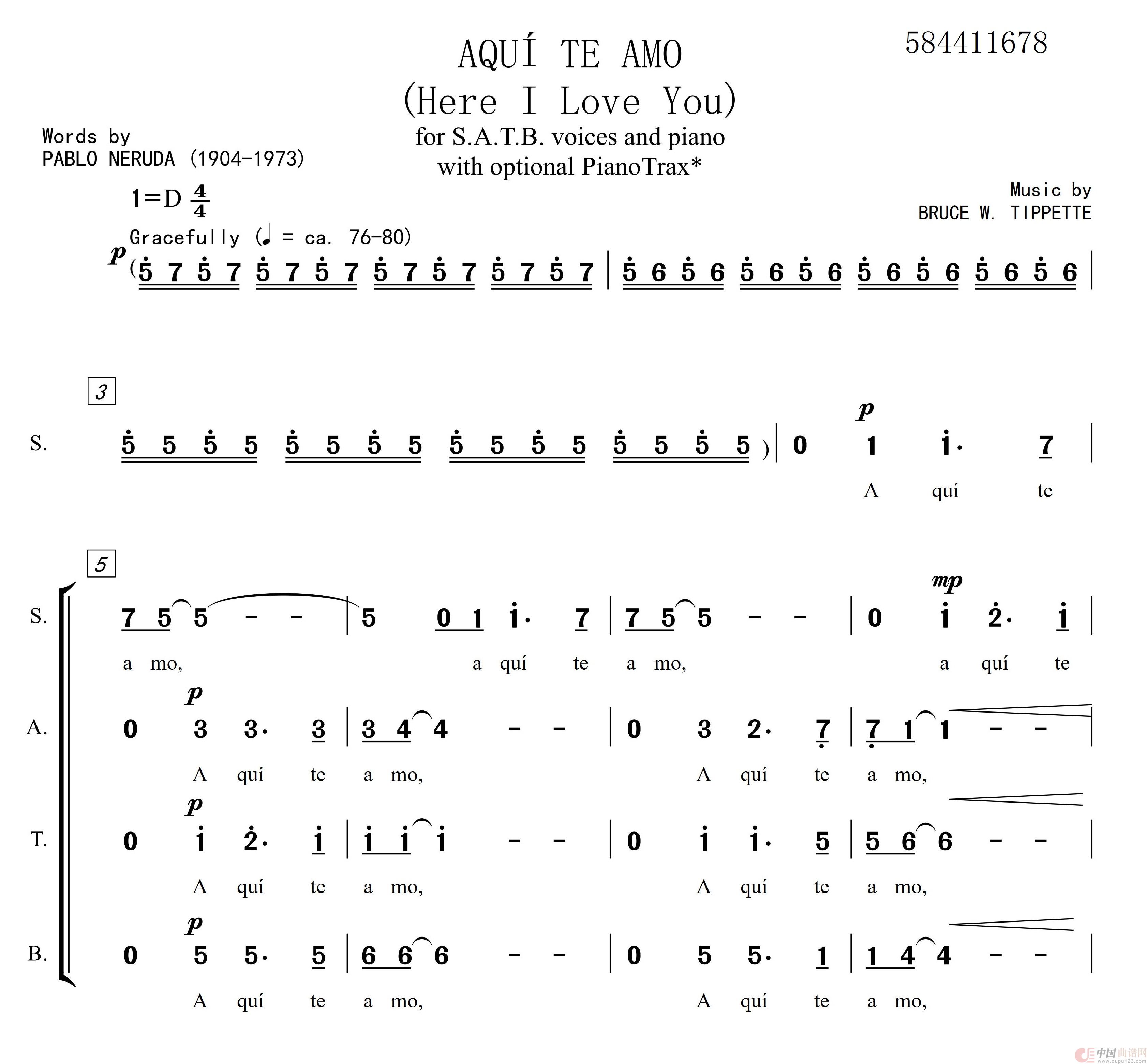 AQUITE AMO混声合唱谱简谱