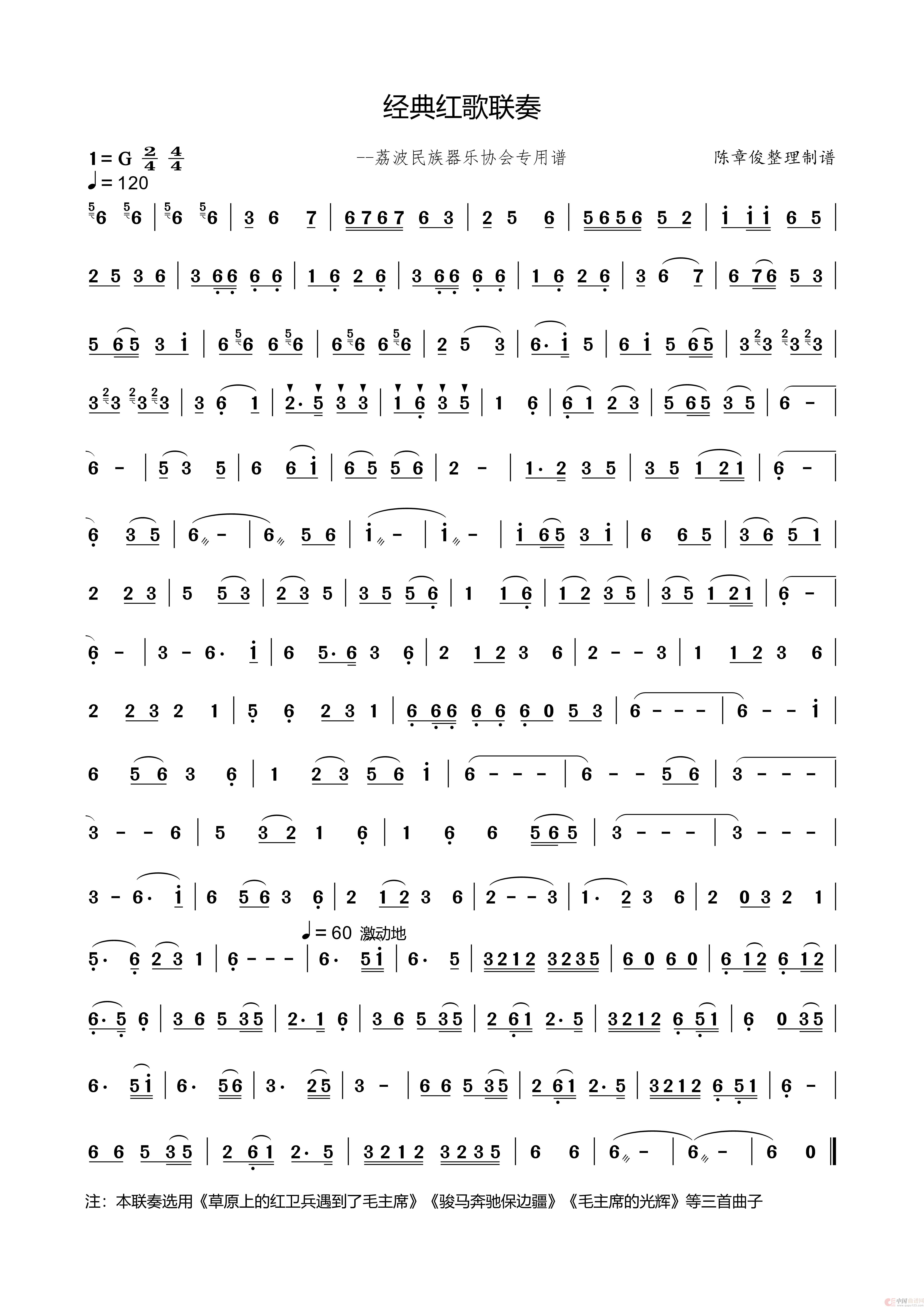 经典红歌民乐联奏简谱