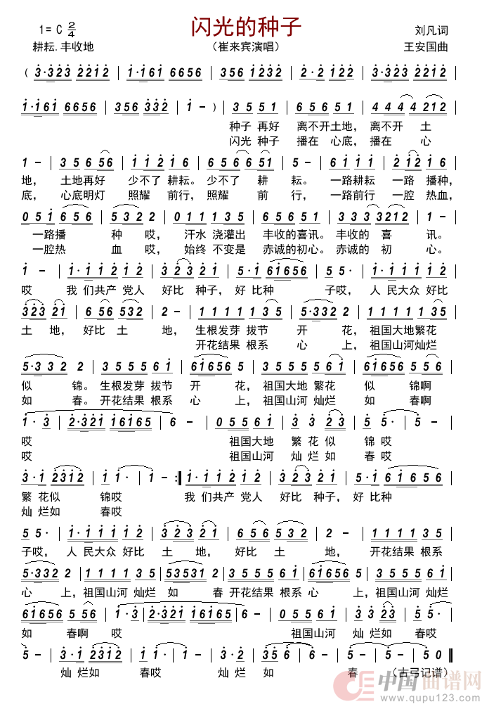 闪光的种子        简谱